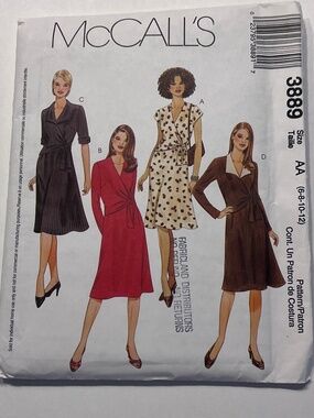 McCall’s 3889 Surplice Dress Pattern Three Design Options Out-of-Print 6-12